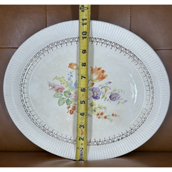 Vintage Victory Salem China Co Antique 23K‎ Gold Rim Oval Serving Platter 13" - Picture 4 of 4